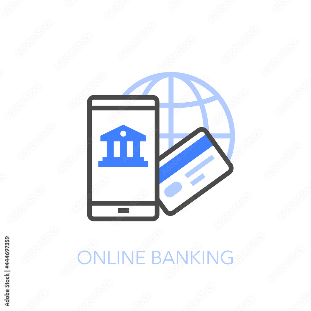 Online banking symbol with a mobile phone and credit card. Easy to use for your website or presentation. Online banking symbol with a mobile phone and credit card. Easy to use for your website or presentation.
