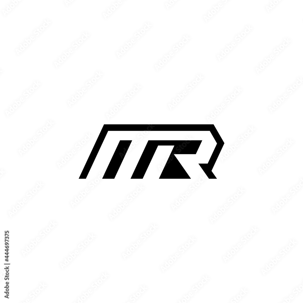 MR letters monogram, geometric shapes, negative space. Company logo design. MR letters monogram, geometric shapes, negative space. Company logo design.
