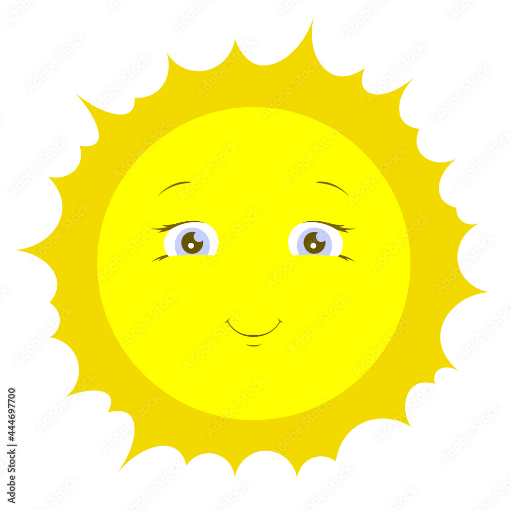 Sun with cute face cartoon illustration
