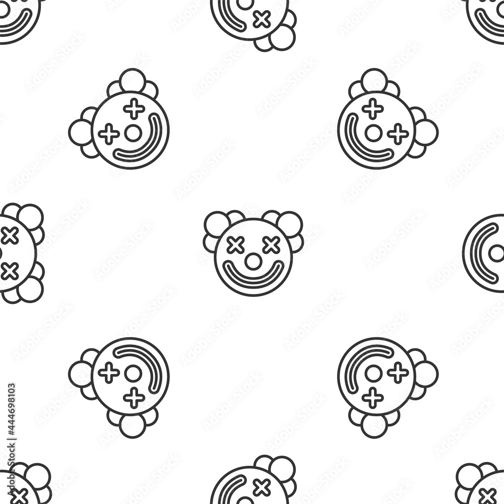 Grey line Clown head icon isolated seamless pattern on white background. Vector Grey line Clown head icon isolated seamless pattern on white background. Vector