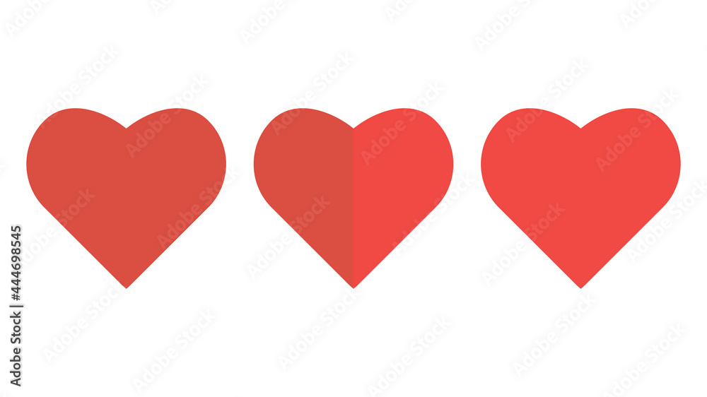 Collection of red hearts illustrations, Love symbol icon set