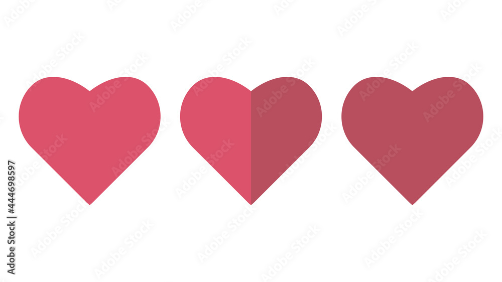 Collection of pink hearts illustrations, Love symbol icon set
