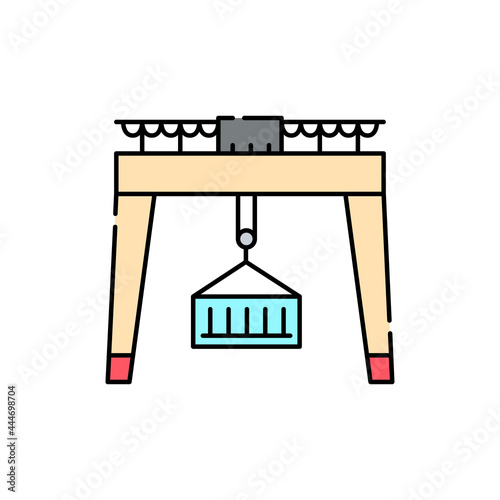 Crane for warehouse olor line icon. Pictogram for web page, mobile app