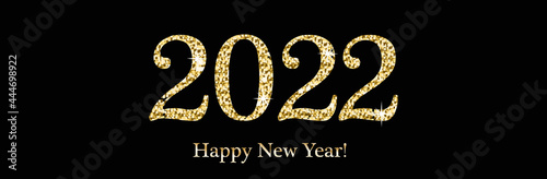 Happy New 2022 Year. Holiday vector illustration of Golden numbers