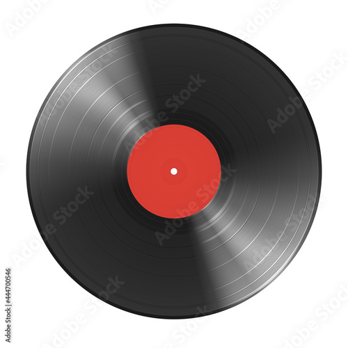 a long-playing vinyl record with a orange sticker in the center of the disc