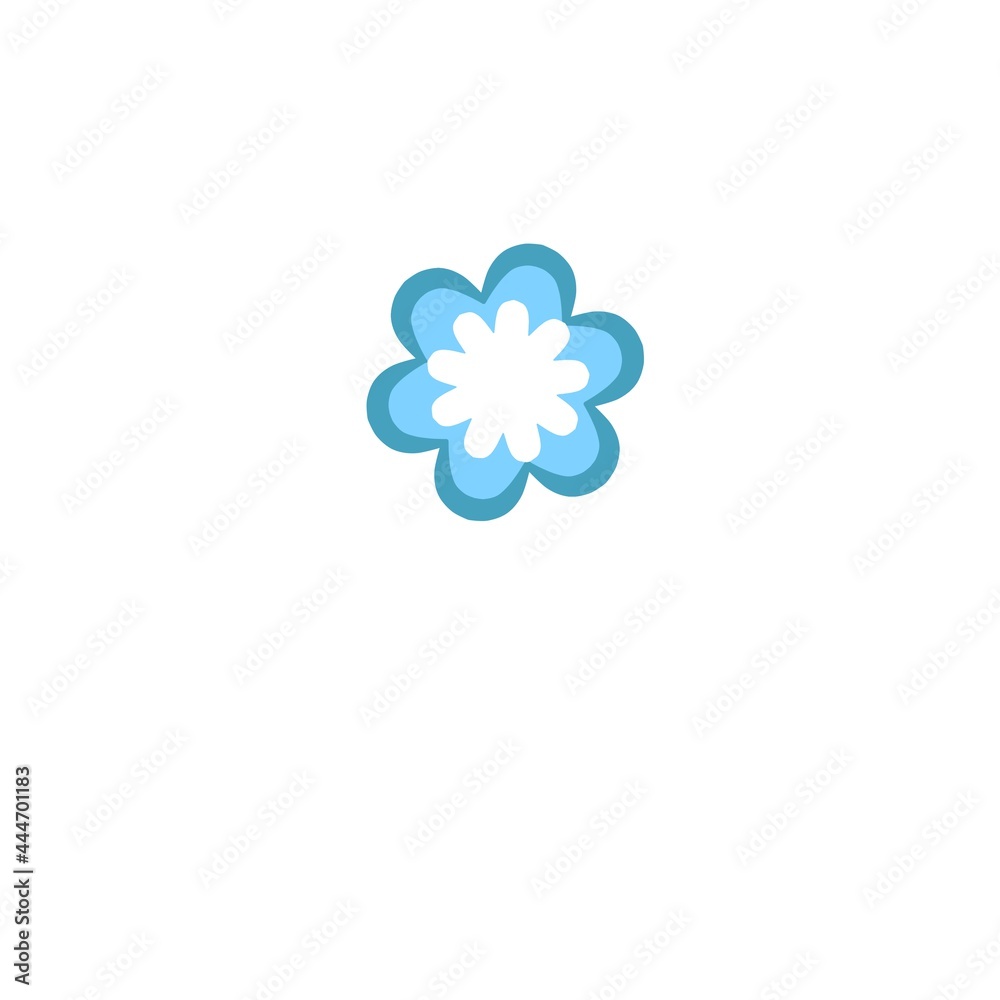 Blue flower on a white background. A flat image without shadows. Simple floral elements for your design. Blue flower on a white background. A flat image without shadows. Simple floral elements for your design.