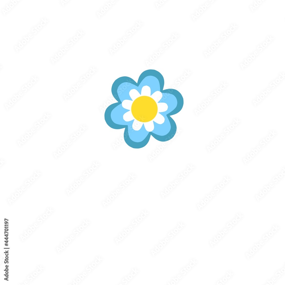 Blue flower on a white background. A flat image without shadows. Simple floral elements for your design. Blue flower on a white background. A flat image without shadows. Simple floral elements for your design.