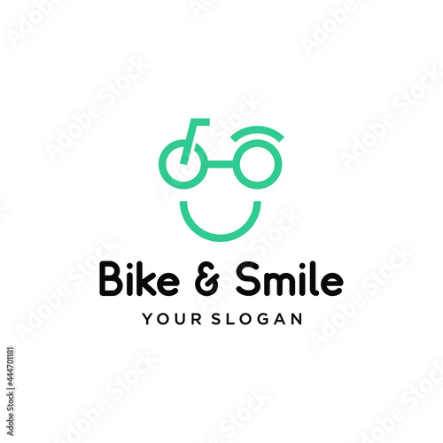 A modern, clean and fun logo about bikes and a smile.
EPS10, Vector.