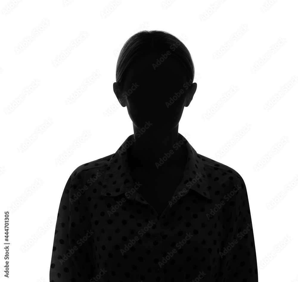Silhouette of anonymous woman on white background Silhouette of anonymous woman on white background