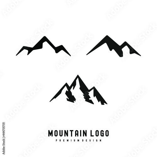 Set of Summit Mountain Peak Logo Design