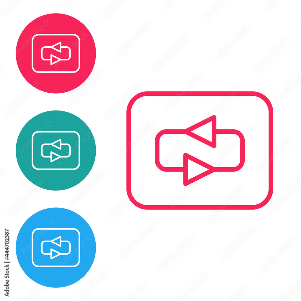 Red line Repeat button icon isolated on white background. Set icons in circle buttons. Vector Red line Repeat button icon isolated on white background. Set icons in circle buttons. Vector