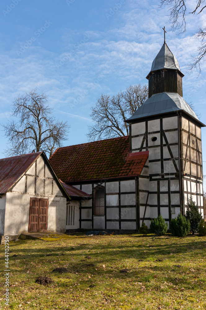 Church of the Immaculate Conception of the Blessed Virgin Mary (Kościół Niepokalanego Poczęcia Najświętszej Maryi Panny) was built in the 18th century. Siedlice (village in Lobez County), Poland.