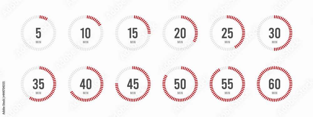 Set of timer and stopwatch icons. illustration - obrazy, fototapety, plakaty 