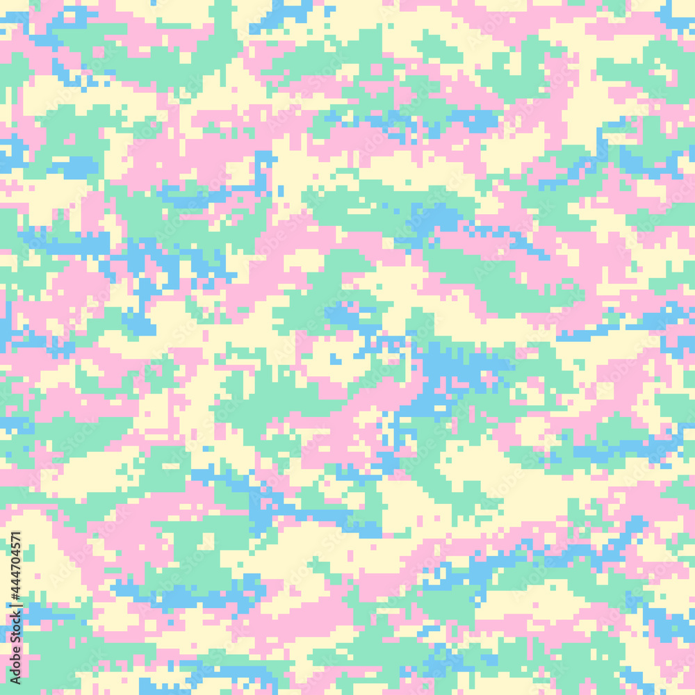 Digital camouflage seamless pattern, pastel colors. Vector illustration