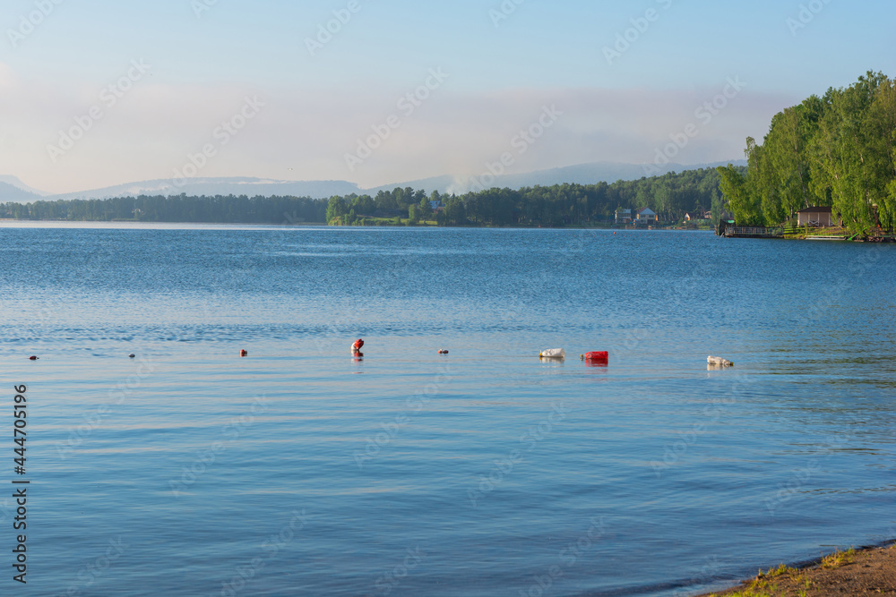 Early morning on the lake. Beautiful summer landscape