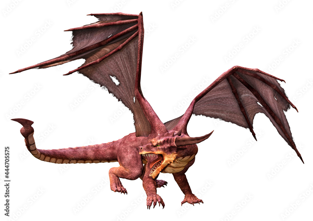 3D Rendering Fairy Tale Dragon on White