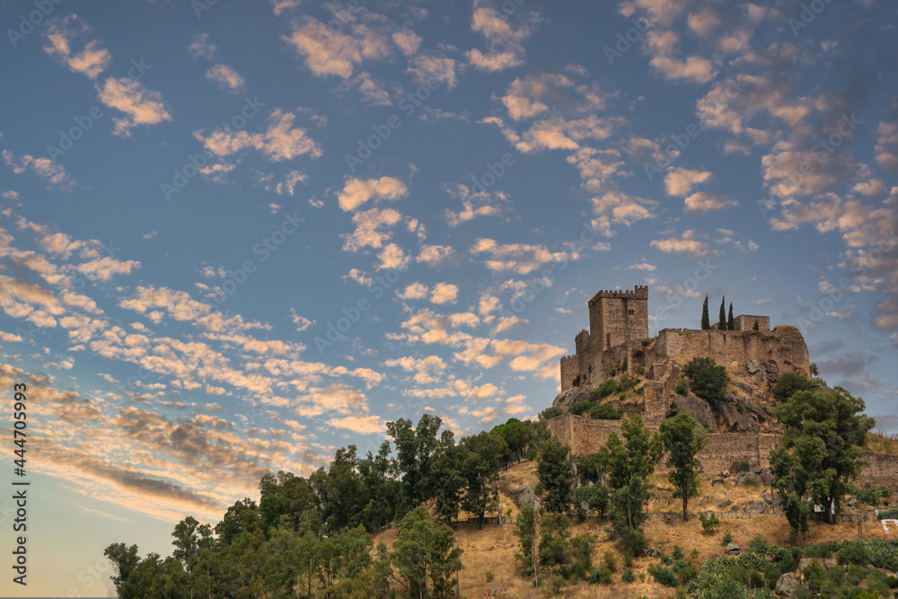 Medieval Castle With A Dramatic Sky, Located In Alburquerque, Extremadura, Spain
