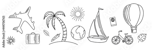 Canvas Print Vector hand drawn travel sketch doodle set.