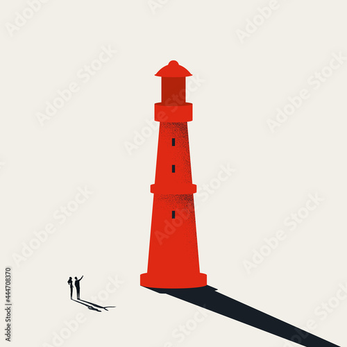 Business opportunity and vision vector concept. Symbol of lighthouse, Business consulting. Minimal illustration.