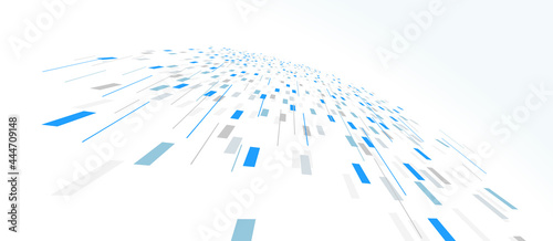 Abstract vector blue background, communication technology concept, 3d bits flying in perspective, futuristic abstraction.