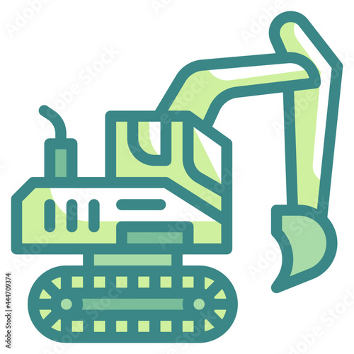 excavator blue line icon