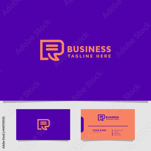 Simple and minimalist letter R logo with bubble chat