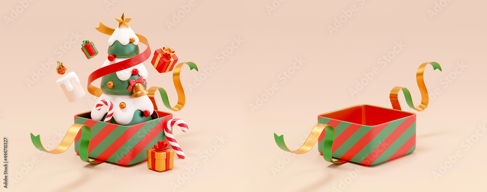 3d Xmas tree in an unboxed gift 3d Xmas tree in an unboxed gift