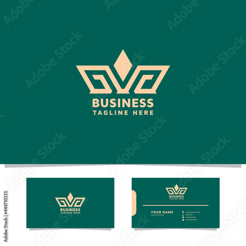 Simple and minimalist crown logo with business card template
