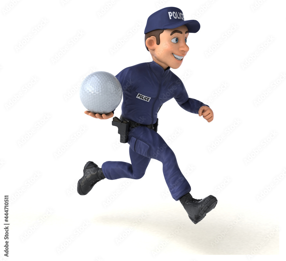 Fun 3D illustration of a cartoon Police Officer Fun 3D illustration of a cartoon Police Officer