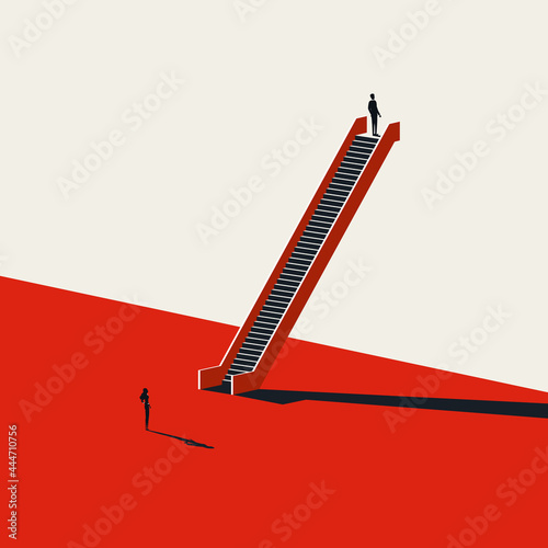 Business gender inequality and discrimination vector concept. Symbol of unfair, unequal treatment. Minimal illustration.