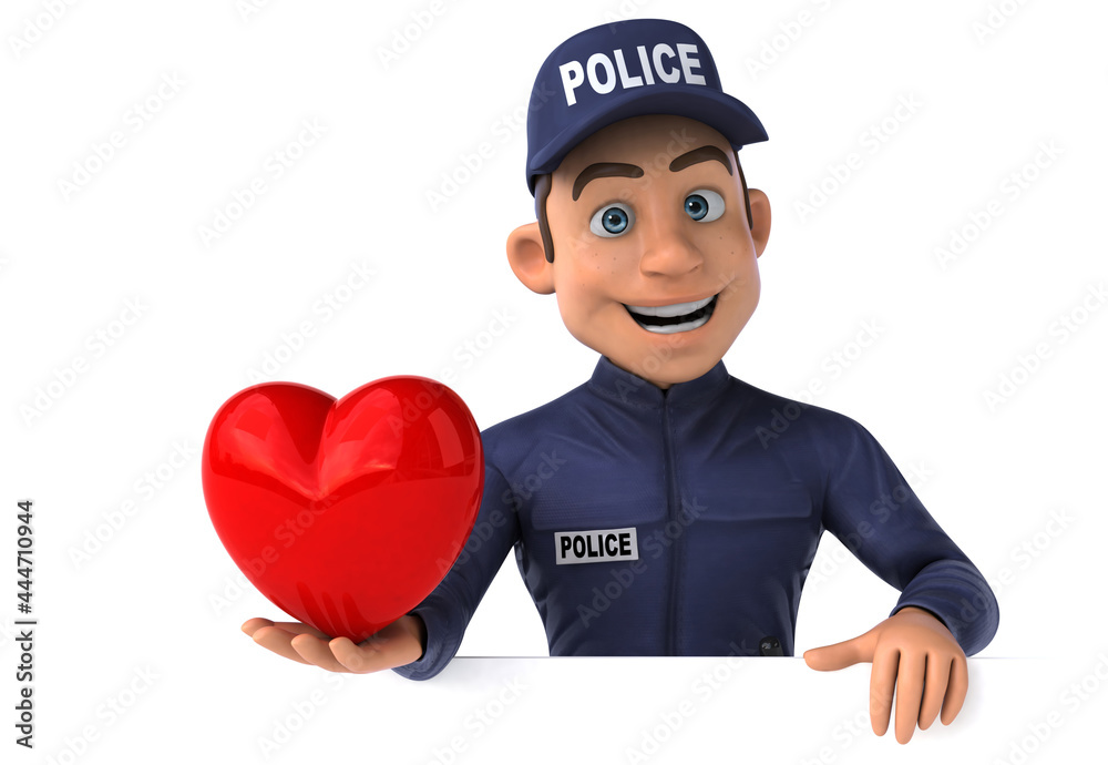 Fun 3D illustration of a cartoon Police Officer Fun 3D illustration of a cartoon Police Officer