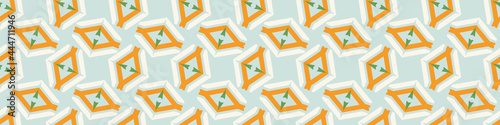 Summer tropical geometric seamless border pattern. Bright retro geo banner edge. Fun gender neutral gift wrap masking taper decor washi ribbon trim in vector.