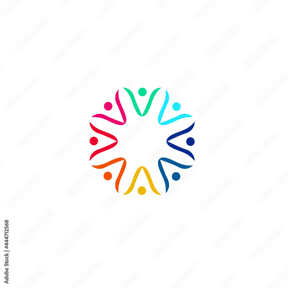 Obraz premium COLORFUL PEOPLE TOGETHER SIGN, SYMBOL, LOGO, ART ISOLATED ON WHITE