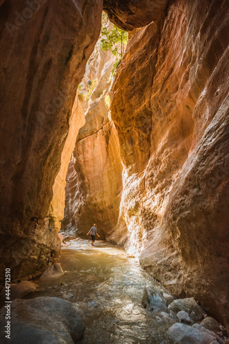 Tourist in Avakas canyon, Cyprus