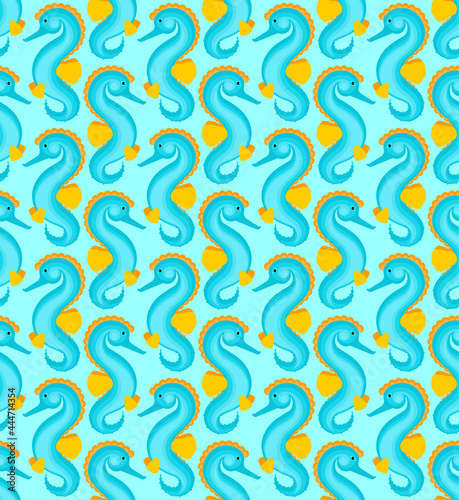 SeaHorse pattern seamless. Sea Horse vector background. Sea animal ornament