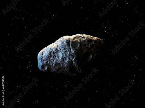 Photo Rocky asteroid in space with stars