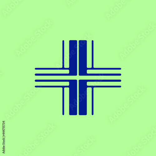 Medical cross logo.Healthcare and doctor sign.Plus icon isolated on light background.First aid geometric symbol for medics, doctors and pharmacy.