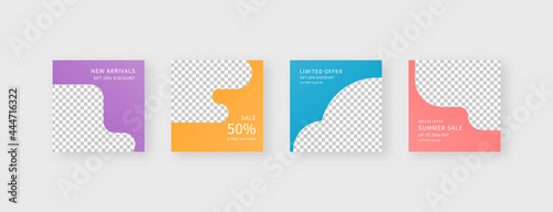 Social media template. Trendy editable social media post template. Mockup isolated. Template design. Vector illustration.