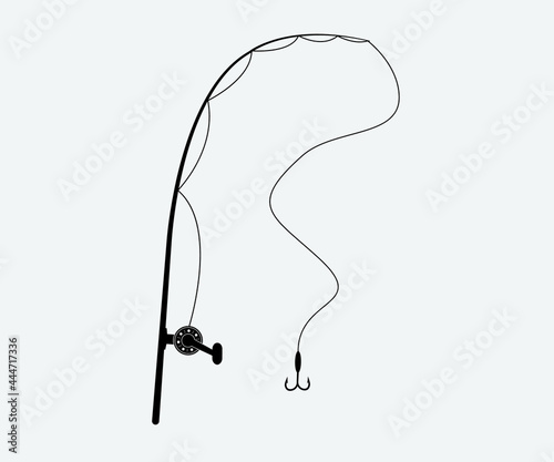 Fishing rod Printable Vector Illustration. Bass fish with rod club emblem. Fishing theme vector illustration. Fishing Clipart, Fishing rod Symbol, icon