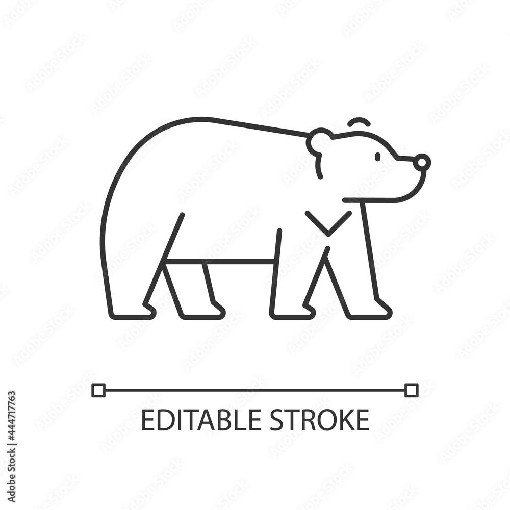 Formosan bear linear icon. White-throated taiwanesse mammal. Asiatic wildlife. Thin line customizable illustration. Contour symbol. Vector isolated outline drawing. Editable stroke