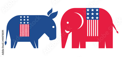 Vector illustration of donkey and elephant.