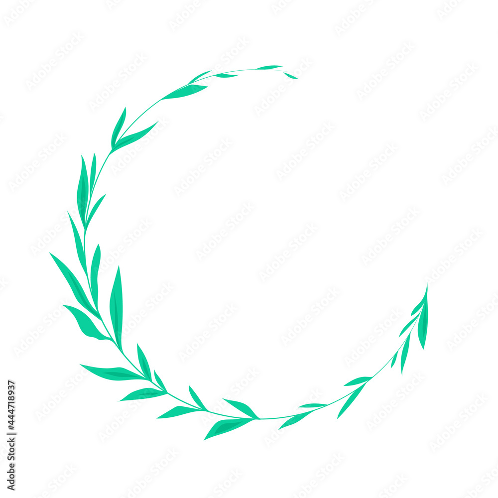 Round frame with leaves. Vector leaves on a white background. Summer spring logo vector blank