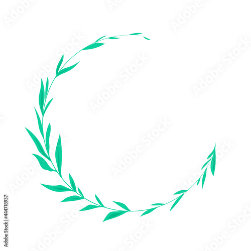Round frame with leaves. Vector leaves on a white background. Summer spring logo vector blank © lavrentyeva
