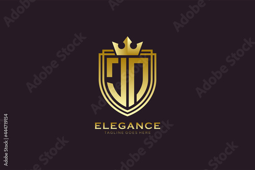 initial JN elegant luxury monogram logo or badge template with scrolls and royal crown - perfect for luxurious branding projects photo