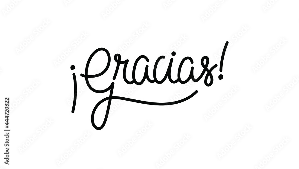 Mono line drawing word - Gracias - thank you on Spanish. Minimalist ...