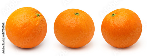 Orange fruit set isolated on the white background, cut out.