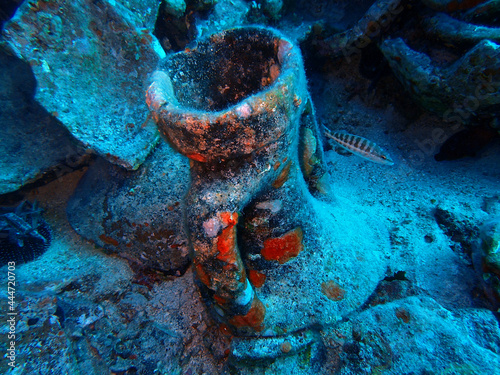 Ancient amphora in Adriatic sea near Vis island, Croatia 