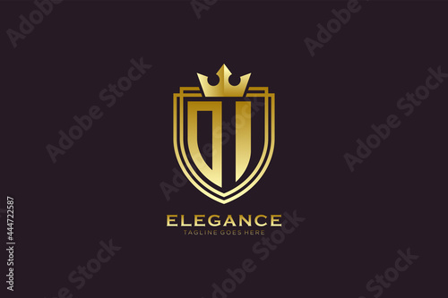 initial OI elegant luxury monogram logo or badge template with scrolls and royal crown - perfect for luxurious branding projects