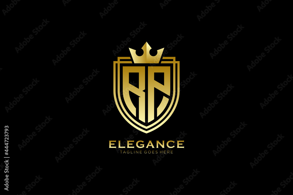 Initial RP Elegant Luxury Monogram Logo Or Badge Template With Scrolls ...