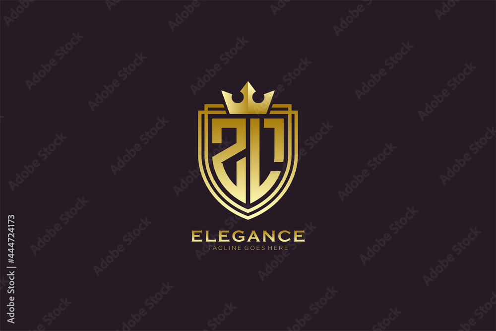 initial ZL elegant luxury monogram logo or badge template with scrolls ...